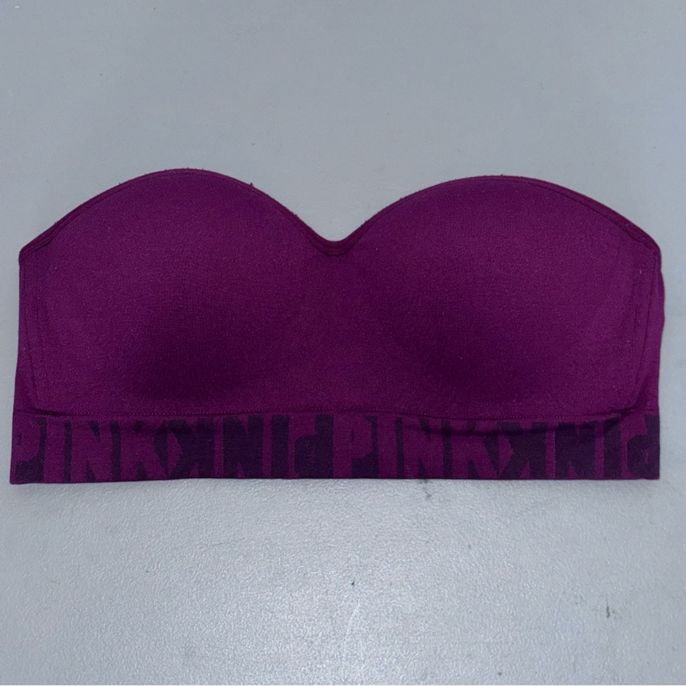 Victoria's Secret PINK Cool & Comfy Push-Up Bandeau Padded-Deep Ruby-Large Bra